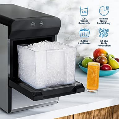 Upstreman Nugget Ice Maker, 33Lbs/Day, Self-Cleaning, 6 Ice Cubes in 15 Mins, 2 Water Refill, Countertop Ice Machine for Home/Office/Bar, X90 Pro - Image 2