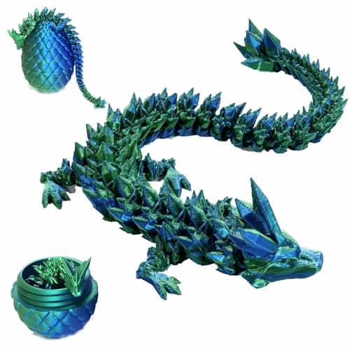 Zobetro 3D Printed Dragon with Surprise Egg, Articulated Crystal Dragon in Egg, Executive Dragon Fidget Desk Toys, Decorative Egg Gifts for Boys Kids Home Decor(Green) - Image 1