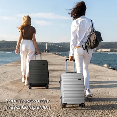 Luggage Set with Spinner Wheels and TSA Lock, 3 Pieces Expandable Hardside Suitcase for Travel, Hardshell Luggage Sets, 20", 24", 28", Black - Image 6