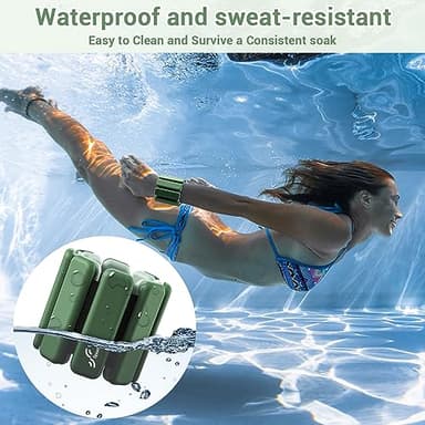 Sportneer Wrist & Ankle Weights for Women Men - 1 Pair (1 lb/2 lb Each) | Adjustable Weighted Bracelet Silicone Bangles for Yoga, Dance, Pilates, Cardio, Aerobics, Gym, Pool Exercises and Jogging (Deep Emerald, 2 LBS x 2) - Image 3