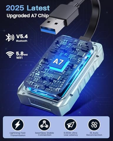 Fahren 2025 Upgraded Wireless CarPlay Adapter for iPhone, Fastest & Stablest 5G WiFi & 5.4 Bluetooth Apple CarPlay Dongle with RGB Light, Seamless Carplay Compatible with iPhone 8+, Cars from 2017 - Image 2
