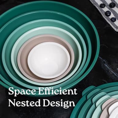 WHYSKO Mixing Bowl Set, 12 Piece Colorful Plastic Mixing Bowls with Lids Set for Food Prep Storage and Serving, Dishwasher Safe Microwave Safe for Kitchen Baking Cooking - Image 3