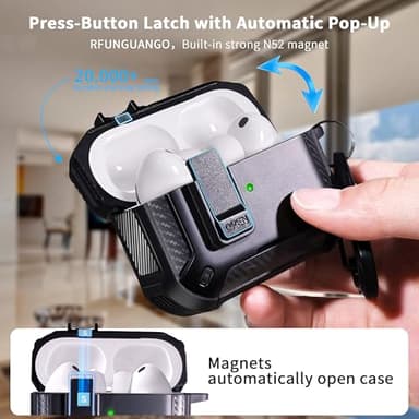 RFUNGUANGO Compatible with AirPods Pro 3rd Generation Protective Case with Phone Holder Compatible with Back Magnetic Suction Function Suitable for AirPods Pro 3 Protective Case-Black - Image 3