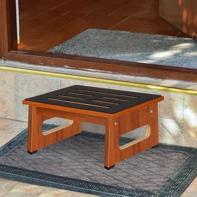 One Step Stool for Bed, Wooden Step Stool with Non-Slip Feet, 450 LBS Capacity Stepping Stool for Adults Seniors, Bedside Steps for High Beds, Bathroom Kitchen Bedroom, Easy to Assemble, Rustic Brown - Image 2