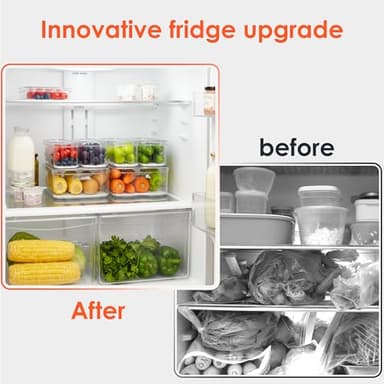 Fridge Organizers and Storage, 6 Pack Clear Freezer Organizer Bins with Lids for Kitchen, Pantry, Refrigerator, Food, Fruit, Vegetable Storage - Image 6