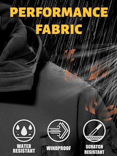 TACVASEN Men's Military Fleece Liner Hooded Jackets Winter Warm Fleece Hood Softshell Tactical Waterproof Snowboard Jacket Black M - Image 2