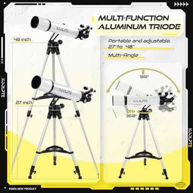 Telescope, 90mm Aperture 700mm - Vertisteel AZ Mounting Base, Highly Adjustable Telescopes, Ideal for Adults, Astronomers & Kids with Carrying Case, Wireless Remote, Phone Adapter (White) - Image 3