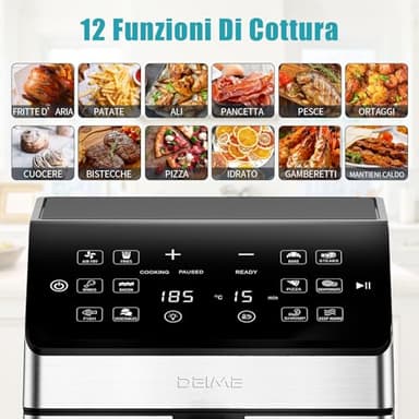 DEIME Air Fryer 6.5 QT 12-in-1 Dual heating for 360° Crispy Meals Large Capacity Oven Air Fryers Healthy Cooker with 12 Preset, Visual Cooking Window, Non-Stick Basket - Image 2