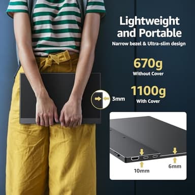 cocopar Portable Monitor 15.6 Inch 1080P Travel Monitor with Speaker HDMI USB-C External Display for Laptop MacBook Surface PC Xbox PS4/5, with Cover Stand VESA - Image 5