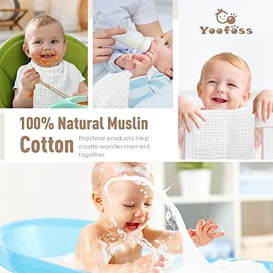 Yoofoss Muslin Burp Cloths for Baby 10 Pack 100% Organic Cotton Baby Washcloths for Boys Girls Large 20''X10'' Super Soft and Absorbent White - Image 7