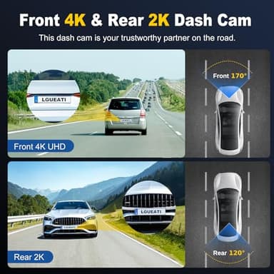 Dash Cam, 4K+2K Full HD Dash Cam Front and Rear, Dash Camera for Cars with Built-in 5GWiFi, 3.2” IPS Screen Dashcam, with 64GB Card, Night Vision, Loop Recording, G-Sensor, Parking Mode - Image 3