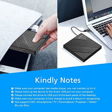 Amicool External DVD Drive USB 3.0 USB C CD Burner CD/DVD +/-RW Optical Drive, Slim Portable DVD CD ROM Rewriter Writer Duplicator for Laptop Desktop PC Windows 11/10/8/7 MacBook Mac Linux OS Apple - Image 6