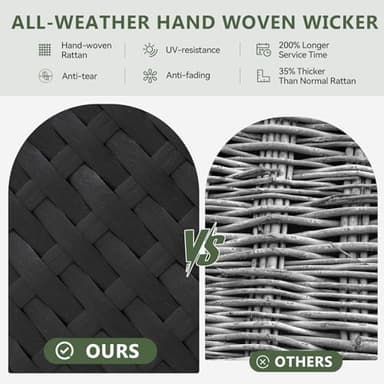 Aoxun 8 Piece Patio Furniture Set with 44” Fire Pit Table Wicker Patio Sectional Sofa Set Outdoor Seating Furniture with Thickened Cushion, Black - Image 5