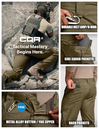 CQR Men's Flex Ripstop Tactical Pants, Water Resistant Stretch Cargo Pants, Lightweight EDC Hiking Work Pants, Dura Flex Soil Green, 32W x 32L - Image 6