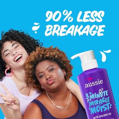 Aussie 3 Minute Miracle Moist Deep Conditioner for Dry Hair, Avocado & Jojoba Oil, Safe for Color Treated Hair, Nourishing Hydration, Silky Shine, Paraben-Free, 16 Fl Oz Each, Triple Pack - Image 4