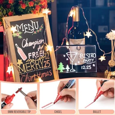 IJIANG Liquid Chalk Markers - Metallic 8Colors, Chalk Markers - 6mm Reversible Tip for Glass, Window, Cars, Chalkboard, Whiteboard, Blackboard Signs - Image 3