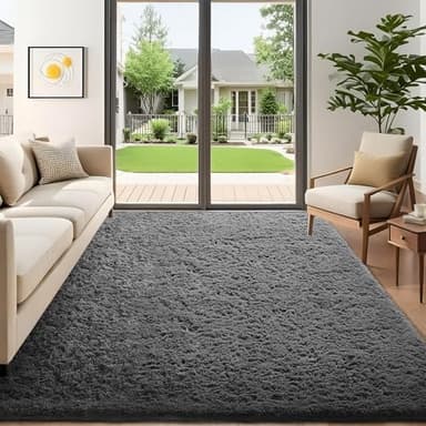 Ophanie 5x7 Area Rugs for Living Room Grey, Fluffy Shag Large Fuzzy Plush Soft Rug, Gray Shaggy Floor Big Carpets for Bedroom Nursery, Kids Home Decor Aesthetic - Image 1