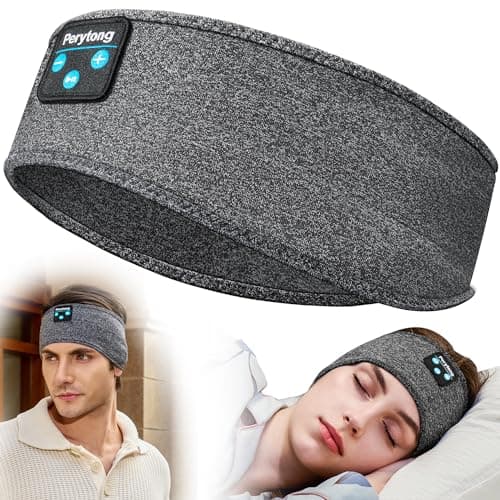 Perytong Sleeping Headphones Bluetooth Headband, Soft Long Time Play Sleeping Headsets with Built in Speakers Perfect for Workout,Running,Yoga,Travel, Darkgray - Image 1