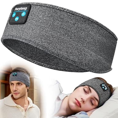 Perytong Sleeping Headphones Bluetooth Headband, Soft Long Time Play Sleeping Headsets with Built in Speakers Perfect for Workout,Running,Yoga,Travel, Darkgray - Image 1