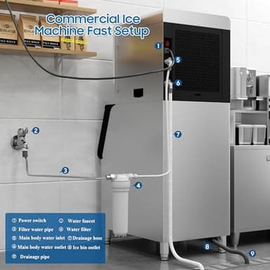 Commercial Ice Maker 600 Lbs/24H Commercial Ice Maker Machine Industrial Ice Machine with 400Lbs Storage, Ice Ready in 5-12 min, Stainless Steel Ice Maker for Bar Cafe Business Restaurant - Image 8