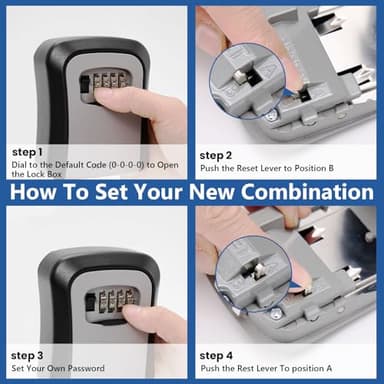 Key Lock Box Wall Mounted, 4 Digit Combination Lockbox for Outside House Keys,Key Safe Security Storage Lock Box 5 Keys Large Capacity with Resettable Code for Indoor Outdoor (Dark Grey) - Image 8