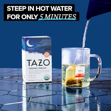 TAZO Organic DREAM Herbal Tea Bags, Caffeine-Free Bedtime Tea, Relaxing Chamomile and Lavender Blend, 96 Total Tea Bags (16ct - Pack of 6) - Image 6