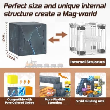 Magnetic Blocks-Build Mine Magnet World Pickaxe Edition Mine Pickaxe Caverns Kids Games Toddler Toys Magnetic Tiles for Boys & Girls Age 3-4 4-5 6-8, Sensory Outdoor Toys for Kids for 3+ - Image 5