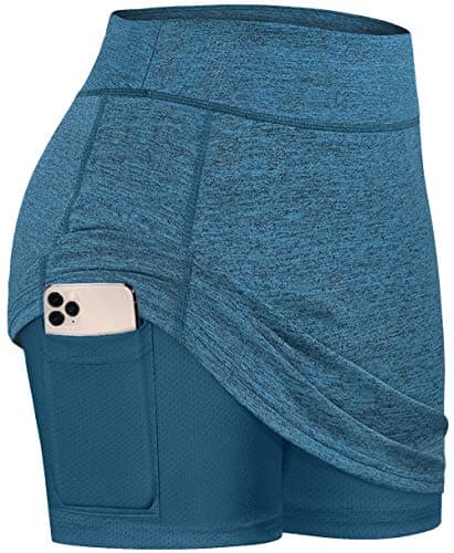 BLEVONH Womens Summer Tennis Skirts with Shorts Underneath, Pickleball, Athletic, Workout and Golf Skorts with Pockets Blue Green Medium - Image 1