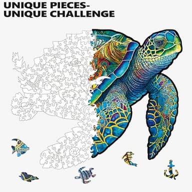 MYS Aurora Wooden Puzzles, Sea Turtle Jigsaw Puzzles 200 Pieces, 5MM Unique Shaped Wooden Puzzle for Adults and Kids, Birthday Gift Family Game 9.2 x 11.2 Inch - Image 3