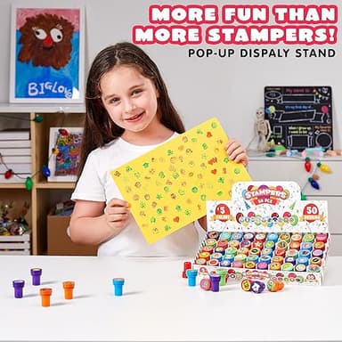 JOYIN 50 Pcs Assorted Stamps for Kids - Self-Ink Stamps with 50 Designs for Birthday Party Favor, Carnival Prizes, School Stampers, Goodie Bag, Halloween, Christmas (Zoo, Holiday Stampers) - Image 7