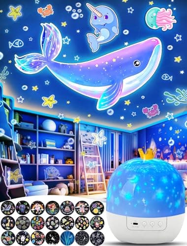 21 Sets of Films, Projector Night Light for Kids Bedroom, Ceiling, Kids Night Light Projector, Star Galaxy Projector with 360° Rotation Dimmable for Girls, Birthday, Christmas, Nursery, Room Decor - Image 1