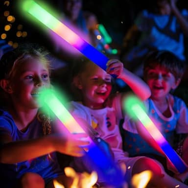 pelreame 55 Pcs LED Foam Glow Sticks Bulk,Foam Light Up Sticks 3 Modes of Color Flashing,Glow in The Dark Party Supplies for Birthday,Wedding,Raves,Carnival,New Year,Concert,Halloween Christmas - Image 4