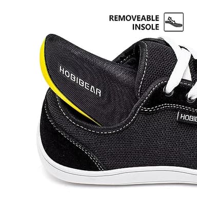 HOBIBEAR Barefoot Minimalist Shoes Womens Mens | Zero Drop | Wide Width Fashion Sneaker Black/White,Women 8/Men 7 - Image 3