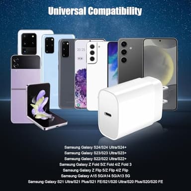 Samsung Fast Charger 2Pack 10FT Long USB C Samsung Charger Fast Charging Cord 25W USB C Chargers Fast Charging Block,Type C Wall Chargers for SamsungGalaxy S25 Ultra/S25+/S24+/S23/S22/S21/S20/A54/A16 - Image 3