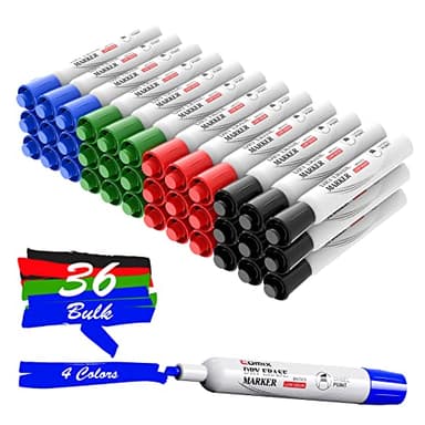 Comix Dry Erase Markers, Chisel Tip White Board Markers, 36 Bulk 4 Assorted Colors Low Odor Markers for Teachers Office & School Supplies - Image 1