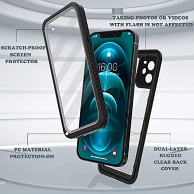 Diverbox for iPhone 12 Waterproof Case,Waterproof Shockproof Dustproof IP68 Full-Body Hard Case Built-in Screen Protector Underwater Outdoor Waterproof Cover for iPhone 12,6.1 in (Clear) - Image 3