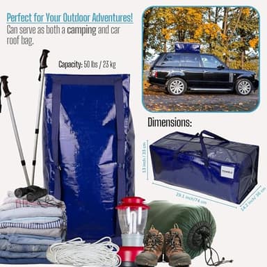 VENO 10 Pack Moving Bags w/Backpack Straps, Heavy Duty, Moving Boxes Alternative, Packing Supplies, Large Storage Totes for Dorm Room Essentials with Zipper for Clothes (Blue, 10 Pack) - Image 5