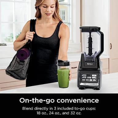 Ninja BL642 Nutri Ninja Personal & Countertop Blender with 1200W Auto-iQ Base, 72 oz. Pitcher, and 18, 24, & 32 oz. To-Go Cups with Spout Lids, For Smoothies, Shakes & More, Dishwasher Safe, Black - Image 7