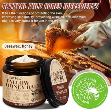asusxcli Beef Tallow for Skin,Beef Tallow for Face,Beef Tallow and Honey Balm,Grass Fed Whipped Tallow Honey Balm,Natural Moisturizer Hydrates,Deeply Nourishes the Skin, Enhances Natural Radiance - Image 2