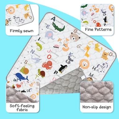 Baby Play Mat，Thick Soft 50" X 50" Playpen mat, Non-Slip and Machine Washable Baby Play Mats for Floor，Crawling Mat for Babies, Toddlers & Infants to Play and Learn (Animal Alphabet-A) - Image 2