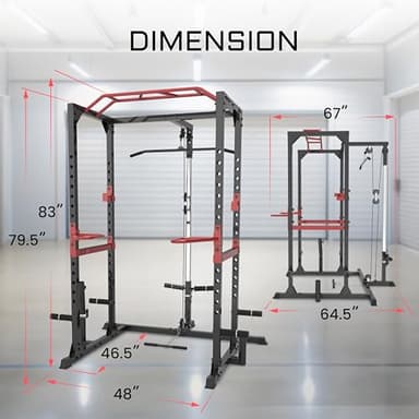 Fitness Reality XLT Squat Rack with LAT Pulldown, Landmine, Weight Horn Attachments , Barbell Holder - Image 6