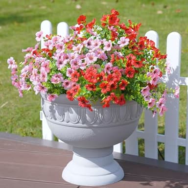 Ivydale Artificial Faux Flower Plants for Outdoor Outside Spring Summer Decoration, Faux Silk UV Resistant Look Real Colorful Daisy Bundles for Planter Front Door Porch Patio Window Box - Image 4