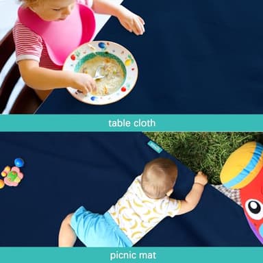 Splat Mat 2 Pack for Under High Chair & Arts & Crafts & Eating Mess, Waterproof 42''×46'' Baby Playtime Anti-Slip High Chair Mat for Floor or Table, Reusable & Portable Splash Mat for Under High Chair - Image 2