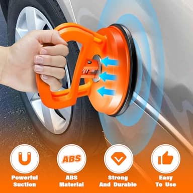 Dent Puller,Dent Removal Kit,3 Pack Car Dent Puller Kit Handle Lifter,Powerful Car Dent Remover,Dent Popper,Dent Fixer,Suction Cup Dent Puller and Paintless Dent Repair Kit for Car 3pcs (Orange) - Image 3