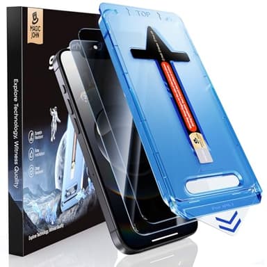MAGIC JOHN 2 Pack for iPhone 16e 6.1inch Privacy Screen Protector, Tempered Glass Film, Auto Dust-Elimination, Bubble Free, Easy Installation - Image 1