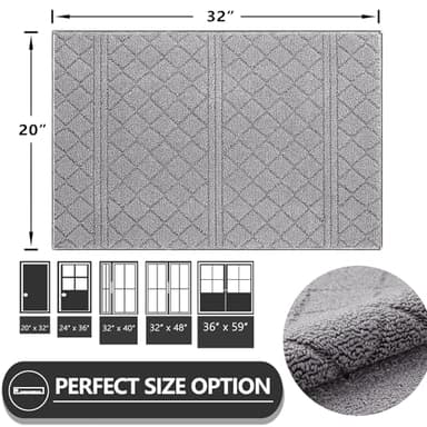 REFETONE Indoor Doormat, Front Back Door Mat 20"x32" Rubber Backing Non Slip Mats, Absorbent Resist Dirt Entrance Rugs for Entryway, Washable Low-Profile Inside Floor Mat for Muddy Wet Shoes, Grey - Image 2