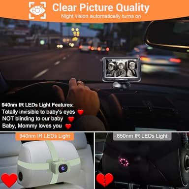 Rohent Carseat Camera Rear Facing Infant - 1080P HD, 360° Adjustable, Night Vision, 150° Wide-Angle Lens, Easy Installation, Perfect for Baby Boys Aged 0-5, Ideal for Parents - Image 2