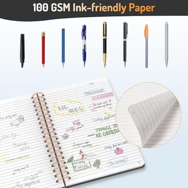 Forvencer Lined Spiral Journal Notebook with 300 Numbered Pages, B5 College Ruled Thick Journals for Writing with 100GSM Paper, Hardcover Notebooks with Contents for Work, School,olive green - Image 4