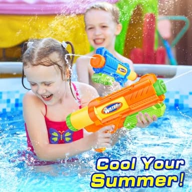 Super Water Gun for Kids Adults: 1200cc Super Water Gun Soaker 2 Pack Squirt Blasters with Impressive Range - Ideal Toys for Boys Girls Summer Outdoor Swimming Pool Beach Sand Water Fighting Fun - Image 4