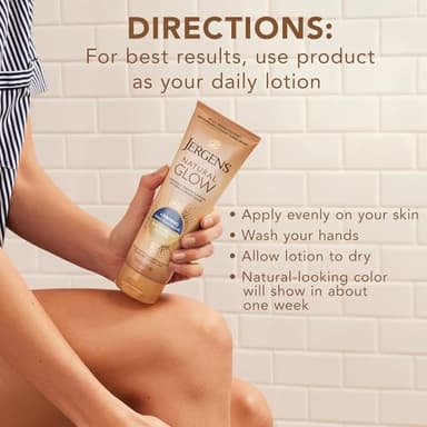 Jergens Natural Glow +Firming Self Tanner Body Lotion, Fair to Medium Skin Tone, Sunless Tanning Moisturizer with Collagen and Elastin. Helps to Visibly Reduce Cellulite, 7.5 Fl Oz - Image 9
